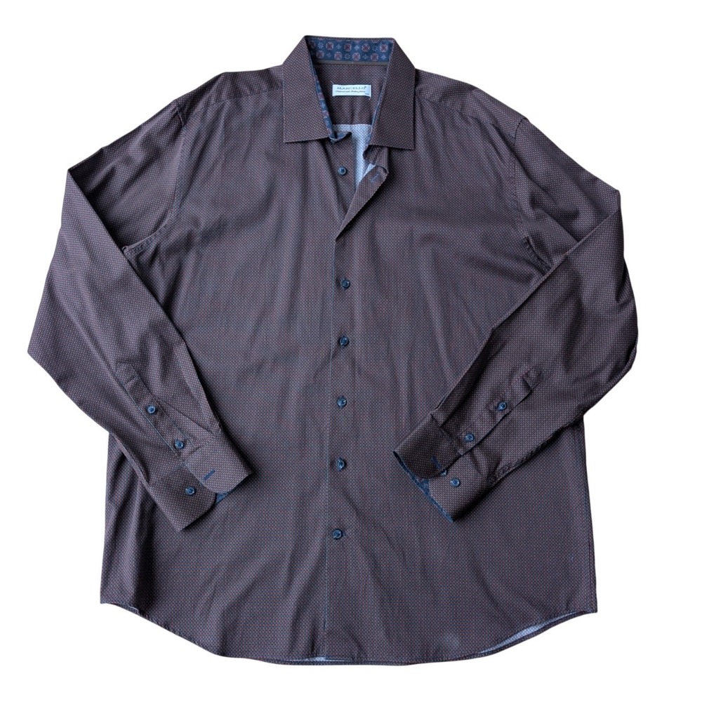 MARCELLO Tailored Italian Fabric Mens Geometric‎ Pattern Dress Shirt XXL
